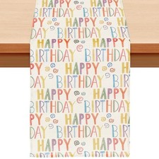 Table Runner Happy Birthday, 13x72 Inch Colorful Birthday Table Runner