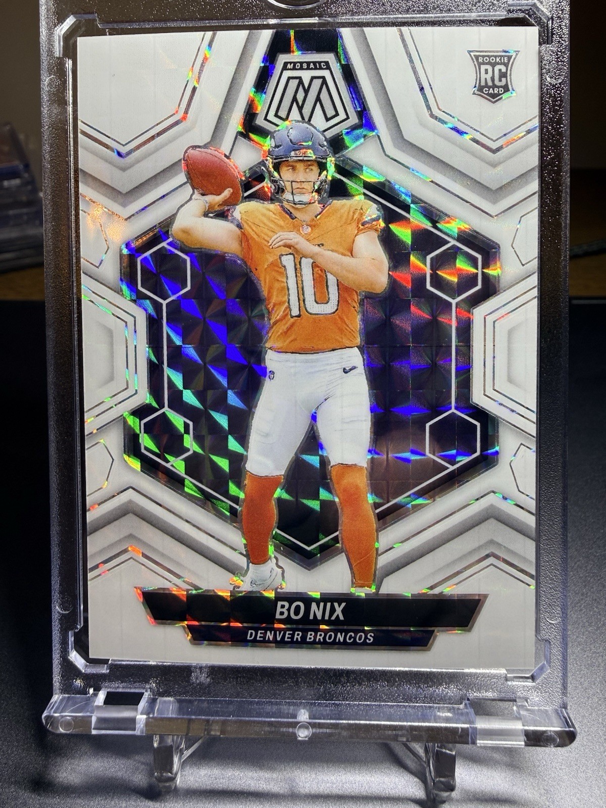 2024 Panini Mosaic Bo Nix White Prizm Rookie RC /25 #312 Broncos