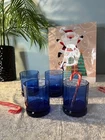 Vintage 4 Set Anchor Hocking Essex Style Dusky Blue Old Fashioned Glasses