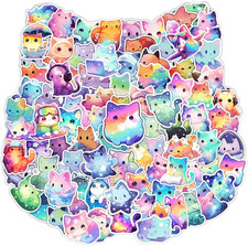 100Pcs Starry Rainbow Cute Cat Waterproof Vinyl Stickers Pack