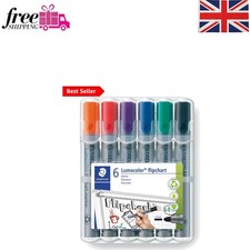 Image of 6 Assorted Coloured Flipchart Markers - Quick Dry, Perfect for Left-Handed Users
