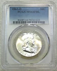 1963-D Franklin Half Dollar PCGS MS64FBL Frosty White PQ New Holder #A328A