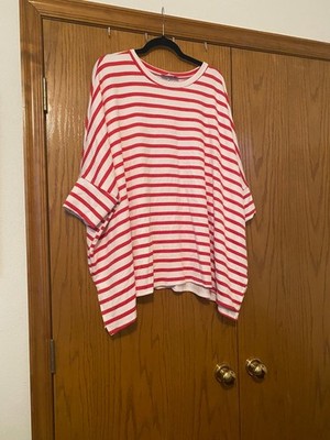 NWTDiscount Divas Knit Top Red White Striped Dolman Sleeve Oversized Plus Sz.