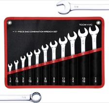 11-Piece Combination Wrench Set with Roll-Up Storage Bag, Drop-Forged