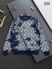 Men's full logo autumn T-shirt long-sleeved sweater blue 07