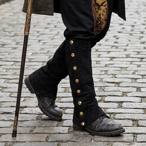 Steampunk Negro Gamuza Spats Disfraz Zapato Cubierta Cosplay Victoriano Escenario Retro