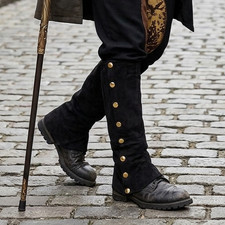Steampunk Black Suede Spats costume shoe cover cosplay victorian stage retro