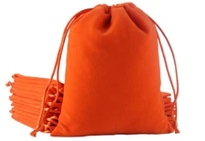 Sansam Large Velvet Gift Bags with Drawstring, 10pcs 6.8x9.2 Inch Orange Draw...