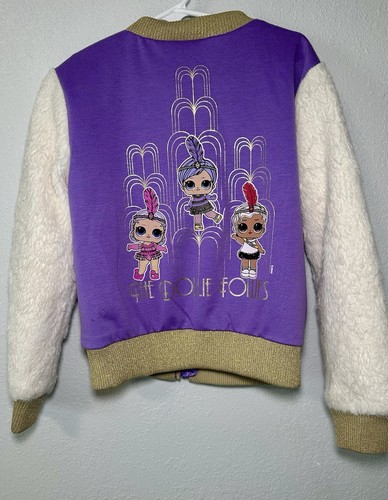 L.O.L. Surprise Girls Exclusive Faux Fur Embellished Bomber Jacket, Size SM 6 - Picture 3 of 4