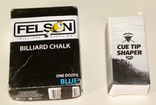 (POOL) LOT ~ FELSON Billiard Chalk ~ Adhafera Cue Tip Shaper (3 in 1) ~ NOS; NIB