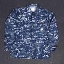 US Navy NWU Type I Working Uniform Blouse Jacket Mens Medium Long Blue Digital