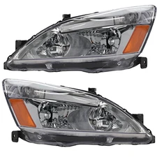 Driver and Passenger Side Headlight For Honda Accord 2003-2007 Halogen w/ Bulbs