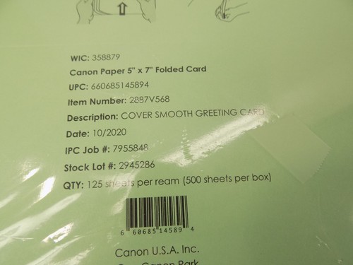 2-Pack Canon Paper 5'' x 7'' Folded Card - 125 Sheet Per Pack, 250 Sheet Total - Picture 7 of 7