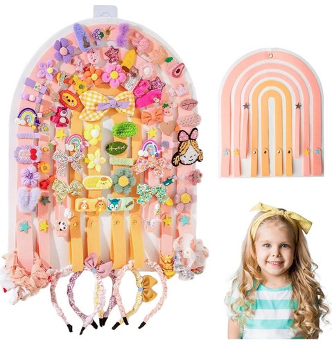Nuevo organizador de moño para cabello para niñas arco iris colorido corbata de cabello pasador regalo - Imagen 3 de 3