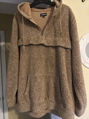 Carbon Fleece 1/4 Zip Pullover Unisex L Color Khaki/brown