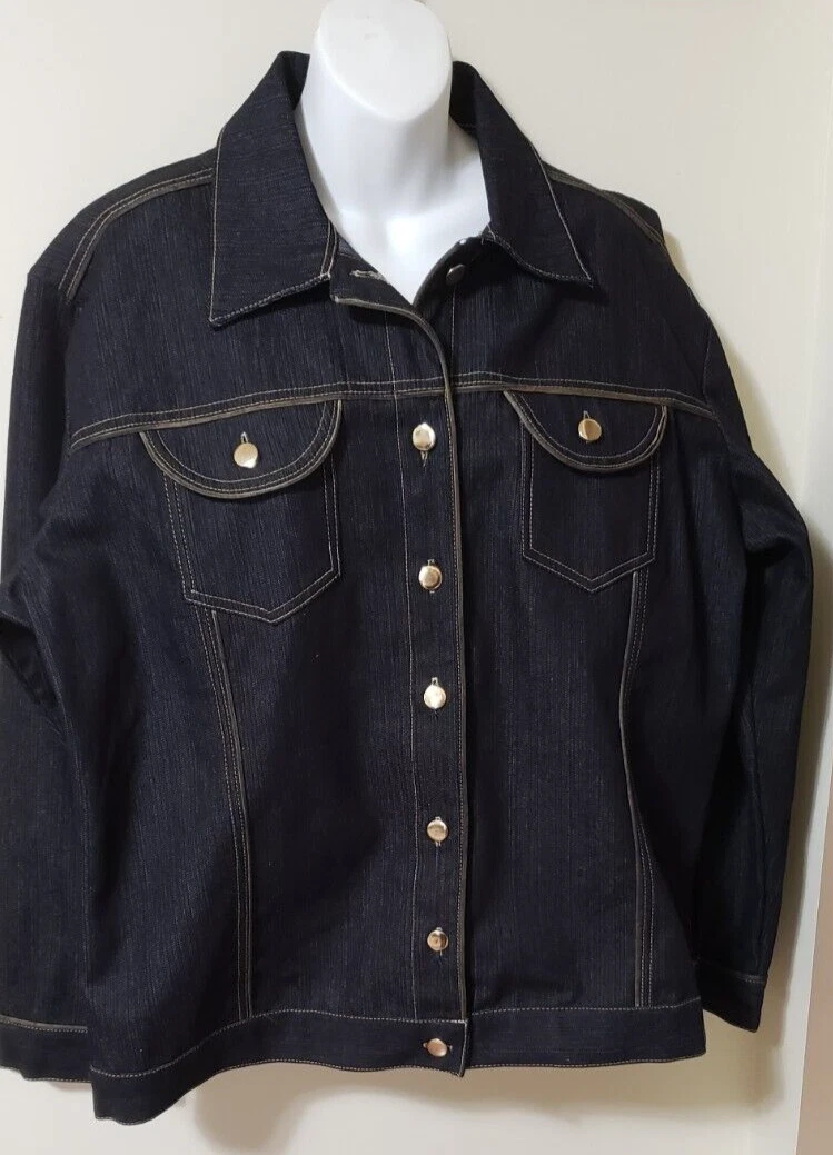 Black denim jacket size clearance 22