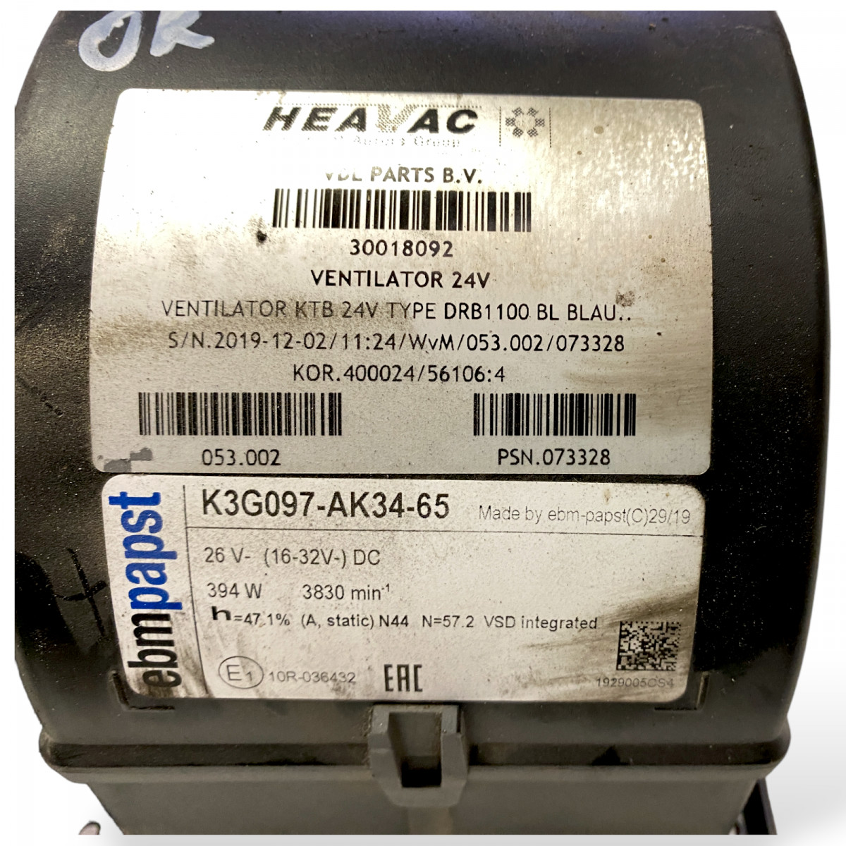 30018092 1929005CS4 400024 Heater Fan Motor 24V EBMPAPST VDL truck 