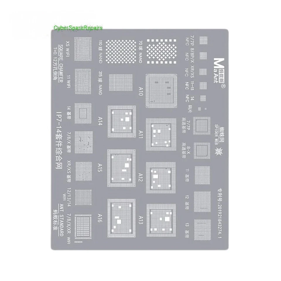 iPhone Reballing Stencil WiFi Baseband CPU NFC NAND Apple 7-14 Pro Max MaAnt UK - Image 3 of 4
