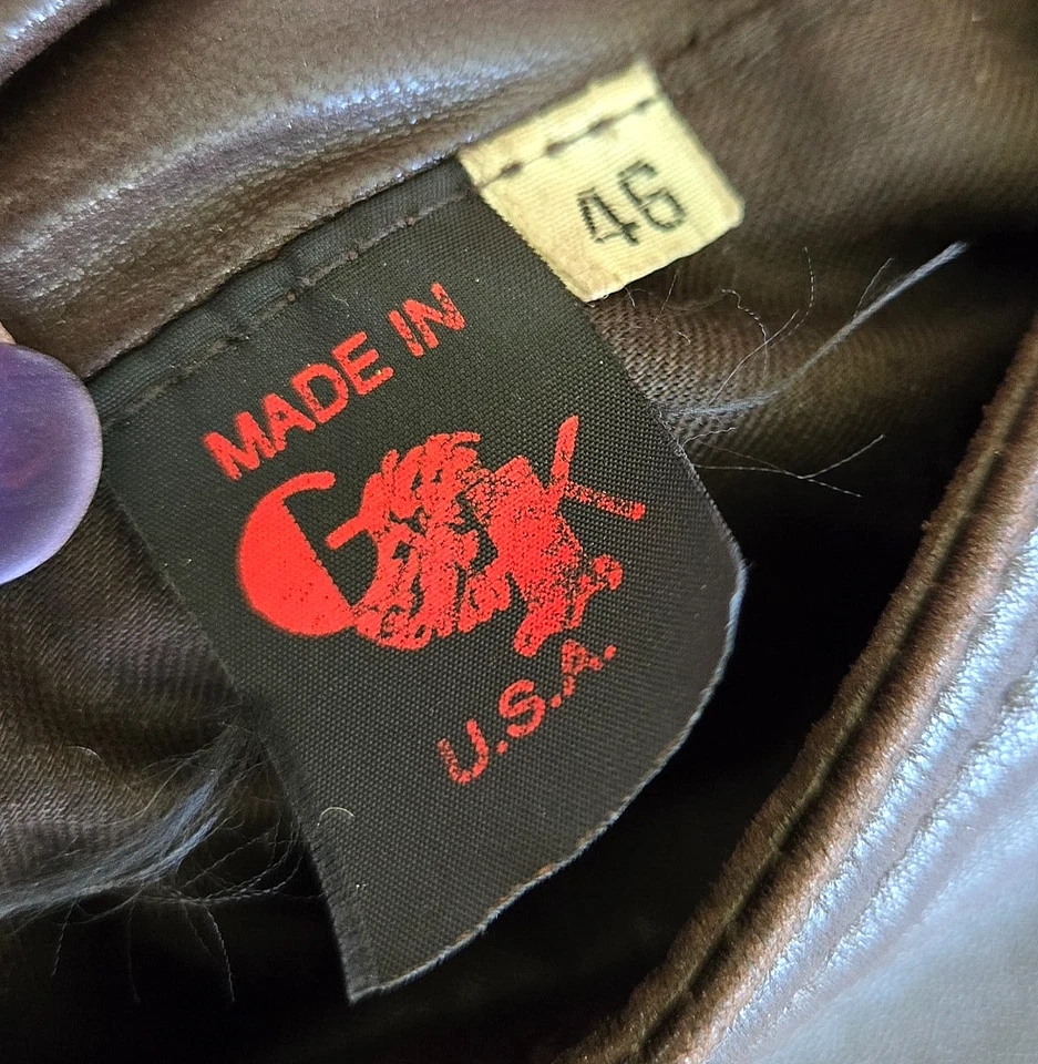 Chaqueta estilo bombardero vintage de cuero de vaca GK de los años 80 para hombre talla 46 XL Foto 3 de 4