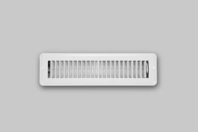 White Steel Floor Register Vent Diffuser w/ Damper, Fits 2-1/4''x12'' Duct Opening