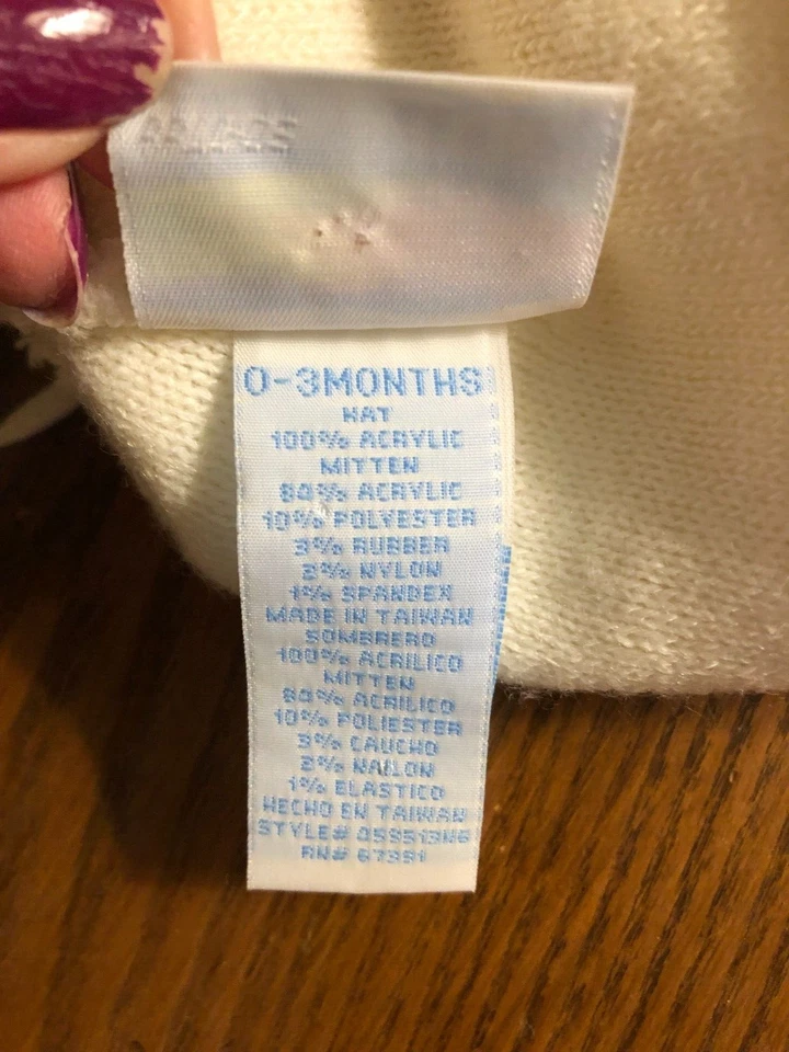 Sombrero de bebé tejido marfil miniwear vintage talla 0-3 meses Foto 3 de 4