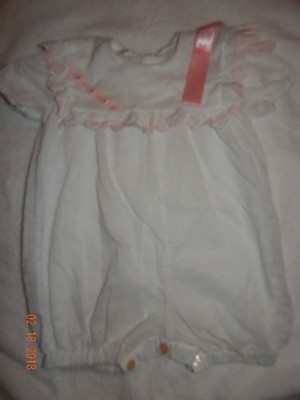 Gorgeous Girls 18-24 Swiss dot Pink Ribbon Bubble Romper From Spain~ Easter Spri