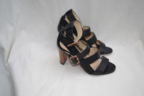 JIMMY CHOO AUTH $999 Women's Black Leather Maya Sandals Size 36 - Picture 4 of 9