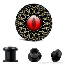 Red Eye Screw Fix Acrylic Ear Plug Tunnel Stretcher Taper Body Jewellery A892