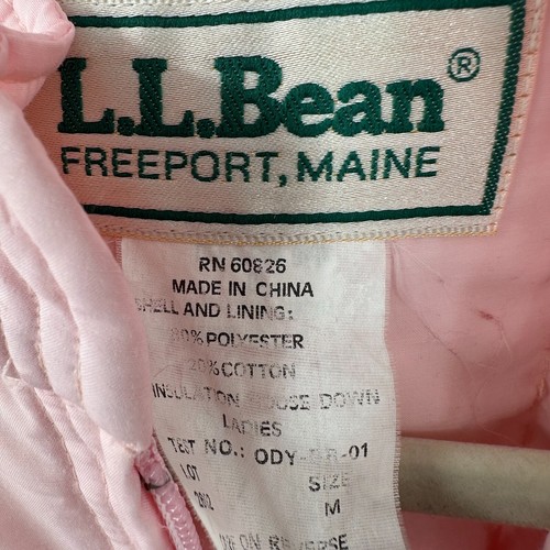 L.L.Bean Puffer Coat Women's M Pink Goose Down Waist Belted Long Sleeve Full Zip - Picture 4 of 15