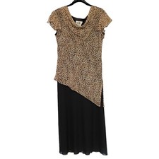 New LA Gal Black & Animal Print Flutter Short Sleeve Maxi Dress Women's Size 8