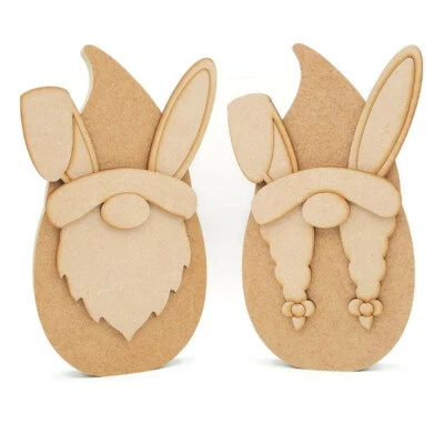 Gnomo Gonk de Pascua Independiente Pareja Formas MDF Madera Artesanía Decoración en Blanco