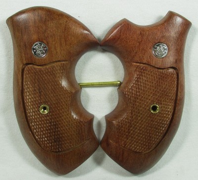 Grips In Legno Checkered Per Smith &amp; Wesson K/L Frame - Calcio Tondo - 686 64 65