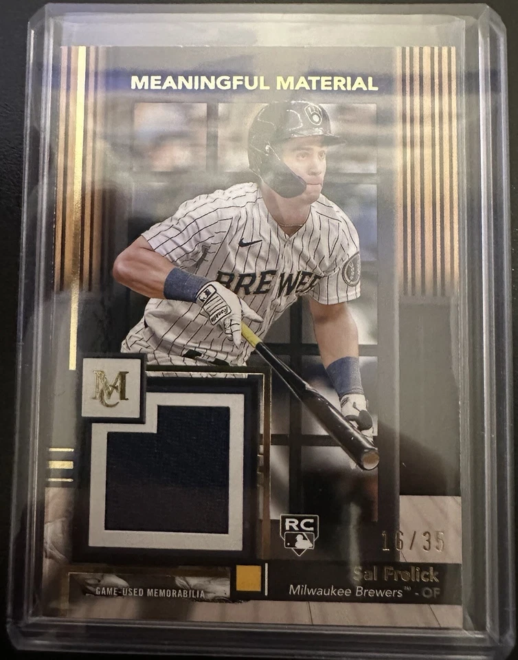 Sal Frelick Milwaukee Brewers 16/35 RC Game Used Mem Topps 2024 Museum - Image 3 of 3