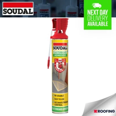 Soudal Plasterboard Fast Curing Polyurethane Adhesive Foam Genius Gun - 750ml