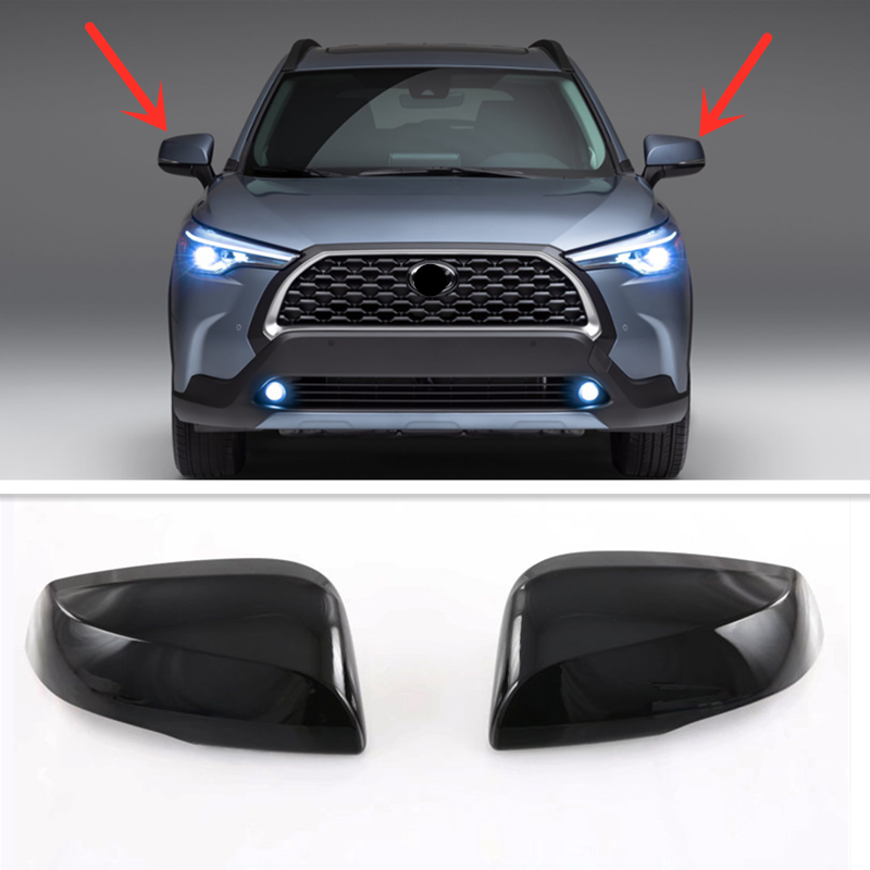For Toyota Corolla Cross 2022 2023 Bright Black Side Mirrors