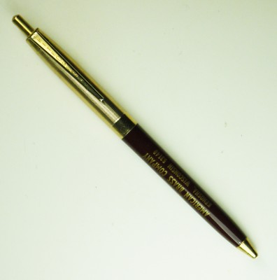 Vintage Ballpoint Pen RITE-O-GRAPH Maroon Plastic & Gold w/Ad