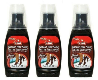 3 Pack- KIWI Instant Wax Shine Lustre Instantane, 2.5oz each Brown