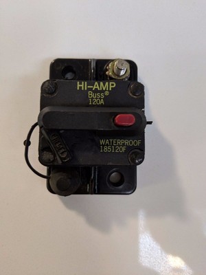 Hi-Amp Buss 185120F Waterproof Circuit Breaker, 120A, 42VDC | eBay