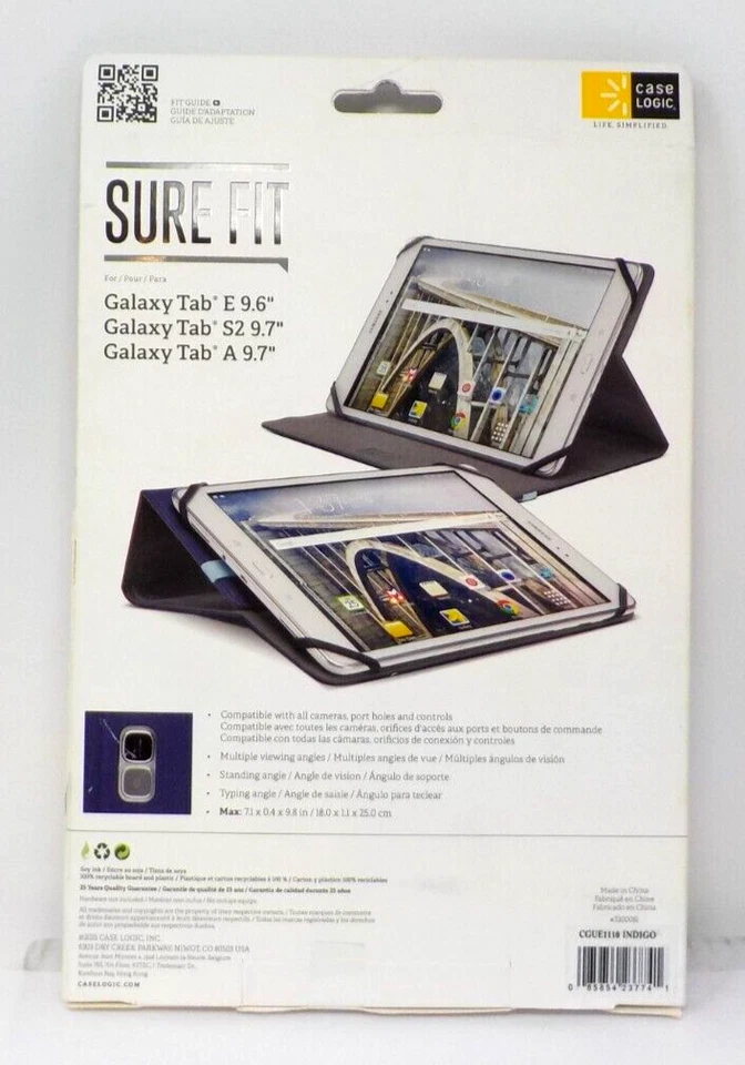 Case Logic SureFit Folio for 9.6"-9.7" Samsung Galaxy Tablet - Indigo    NEW - Image 3 of 4