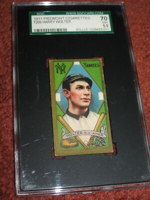 1911 T205 Gold Border Harry Wolter SGC 70 EX+ 5.5~Piedmont Back New York Yankees