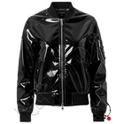 Men Women PVC Vinyl Bomber Jacket Shiny Glossy Wet Look Goth Motorcycle Coat Zip