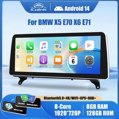 12,3'' Android 14 Autoradio GPS Navi für BMW X5 E70 X6 E71 CCC CarPlay 4G AUX DVR