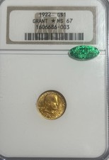 1922 $1 NGC  MS 67 CAC Grant Commemorative Gold Dollar - With Star