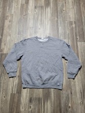 Russell Athletic Sweatshirt Mens Large Gray Crewneck Fleece Blend V Stitch Logo