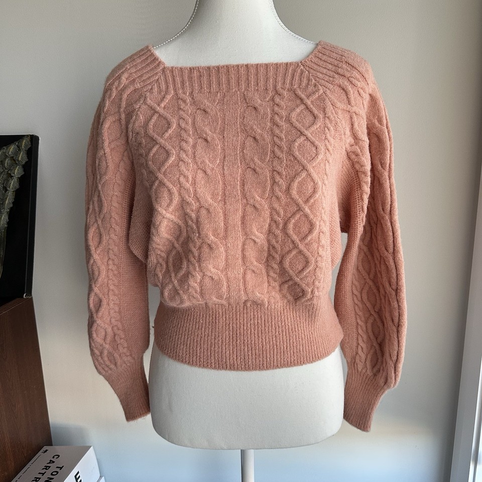 Women’s Pink Cable-Knit Long Sleeve Pullover Jumper