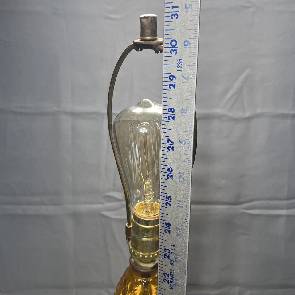 Lámpara de mesa vintage EF & EF Industries vidrio ámbar MCM 2 vías n.º 539X bombilla Edison Foto 4 de 4