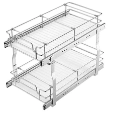 Sliding Cabinet Organizer 2-Tier 12x21in Easy Assembly No Tools Needed