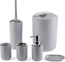 6Pcs Bathroom Accessories Set Bin Soap Dispe Dispenser Toothbrush Cup Etc