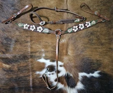 Floral One Ear Headstall And Breast Collar Set