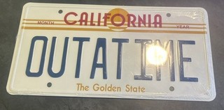 Back To The Future California Out A Time Movie Prop License Plate SEALED